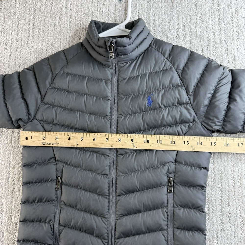 Polo Ralph Lauren Boys Size 6 Quilted Puffer Jacket Zipper Pockets Charcoal Grey - Picture 7 of 7